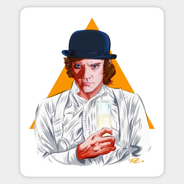 Malcolm McDowell - An illustration by Paul Cemmick Sticker by PLAYDIGITAL2020